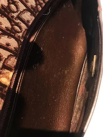 1980s CHRISTIAN DIOR BROWN OBLIQUE CD LOGO ENVELOPE BAG
