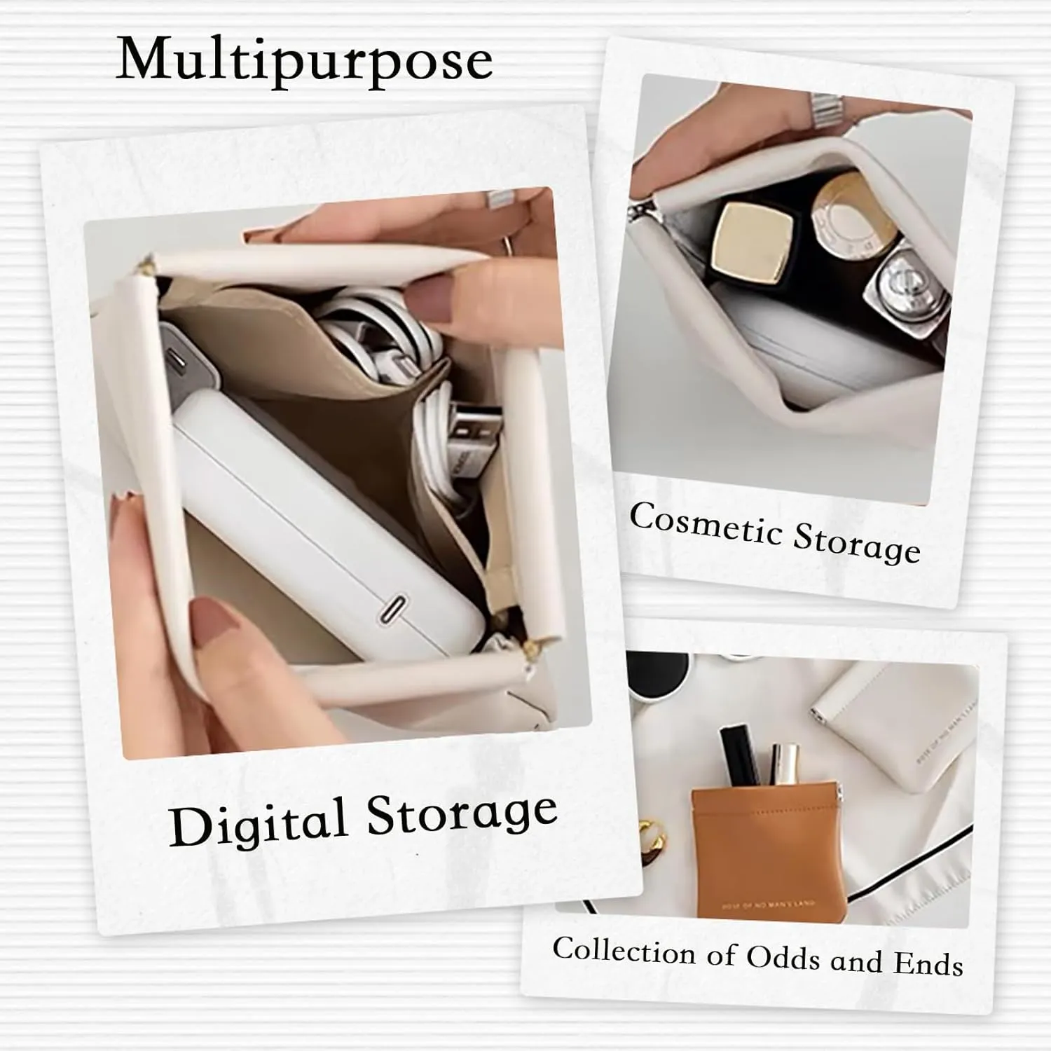 2 PCS Small Makeup Bag for Purse Portable Cosmetic Bags Mini Travel Essentials Coin Purse Lipstick Cosmetic Accessories Organizer Small Travel Kit Storage Pouch Brown