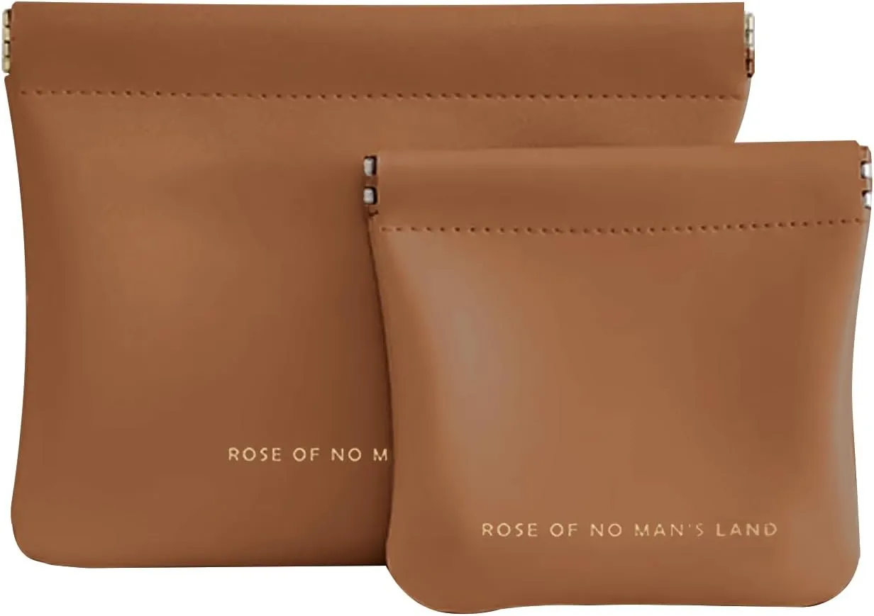 2 PCS Small Makeup Bag for Purse Portable Cosmetic Bags Mini Travel Essentials Coin Purse Lipstick Cosmetic Accessories Organizer Small Travel Kit Storage Pouch Brown