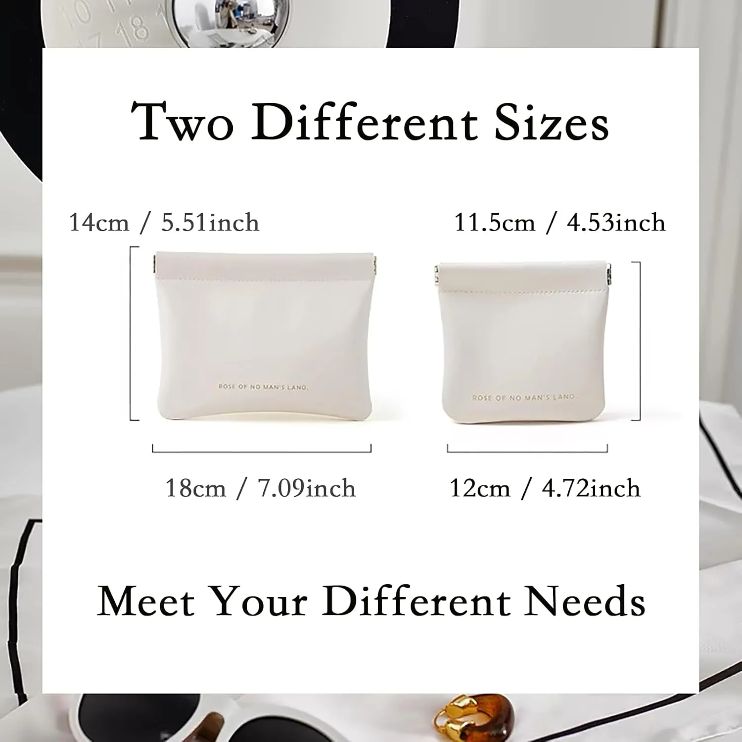 2 PCS Small Makeup Bag for Purse Portable Cosmetic Bags Mini Travel Essentials Coin Purse Lipstick Cosmetic Accessories Organizer Small Travel Kit Storage Pouch White