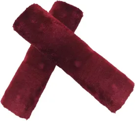 2PCS Car Seat Belt Cover Pads, Soft Faux Sheepskin Seat Belt Protectors, Driving Comfortable Seat Belt Shoulder Strap Cover, Protect Shoulder and Neck, Universal Car Interior Accessories (Burgundy)