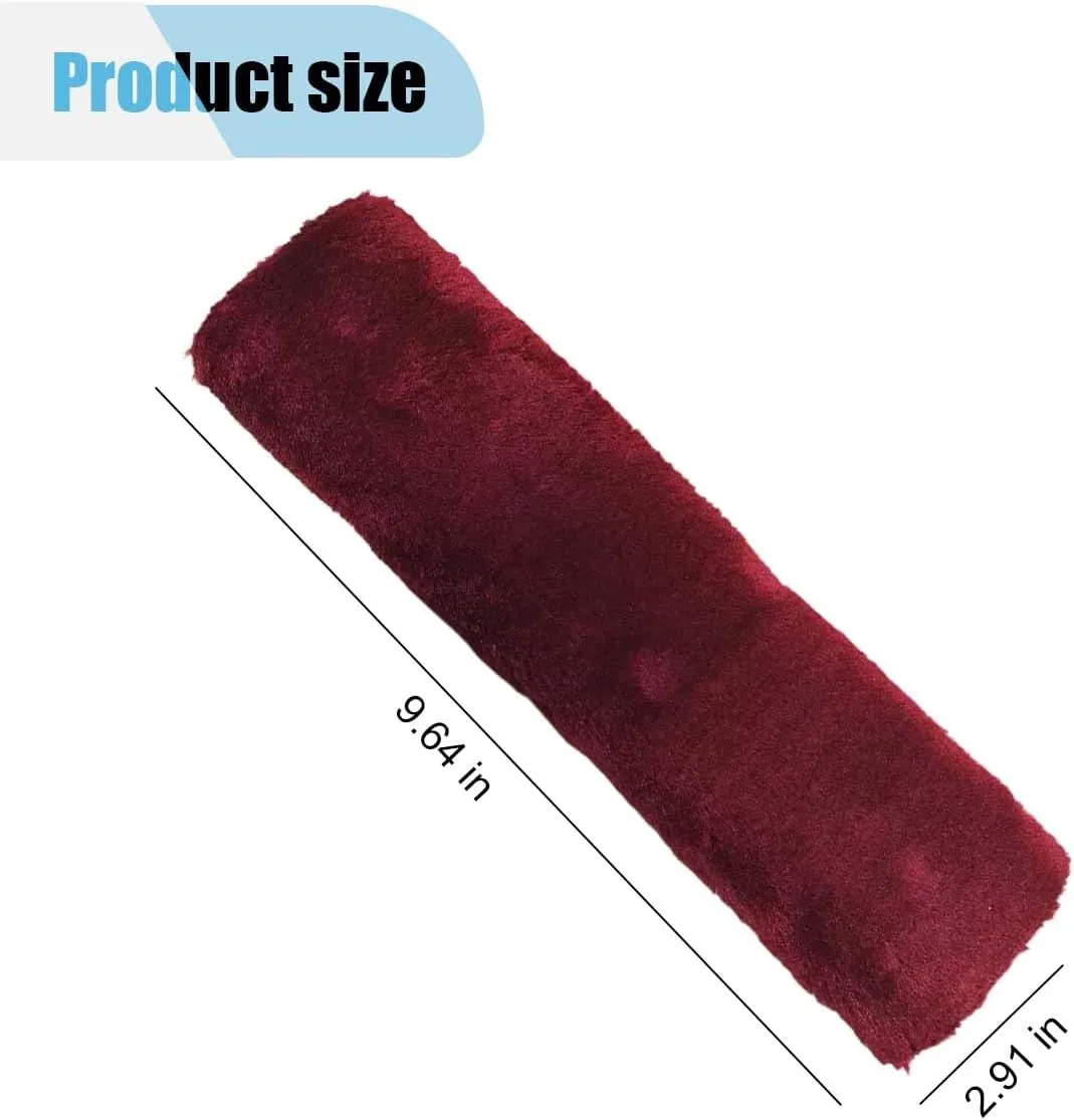 2PCS Car Seat Belt Cover Pads, Soft Faux Sheepskin Seat Belt Protectors, Driving Comfortable Seat Belt Shoulder Strap Cover, Protect Shoulder and Neck, Universal Car Interior Accessories (Burgundy)