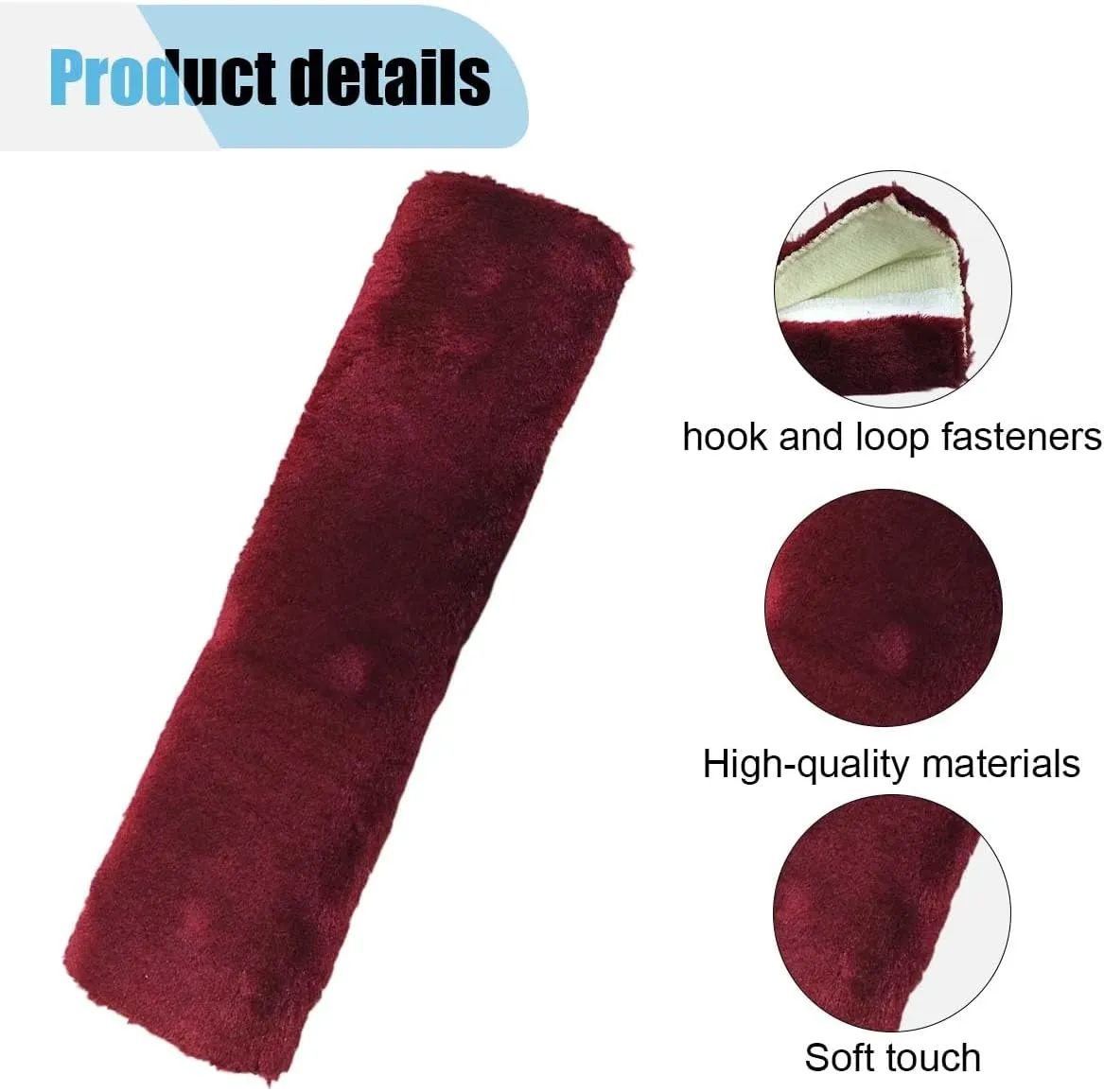 2PCS Car Seat Belt Cover Pads, Soft Faux Sheepskin Seat Belt Protectors, Driving Comfortable Seat Belt Shoulder Strap Cover, Protect Shoulder and Neck, Universal Car Interior Accessories (Burgundy)