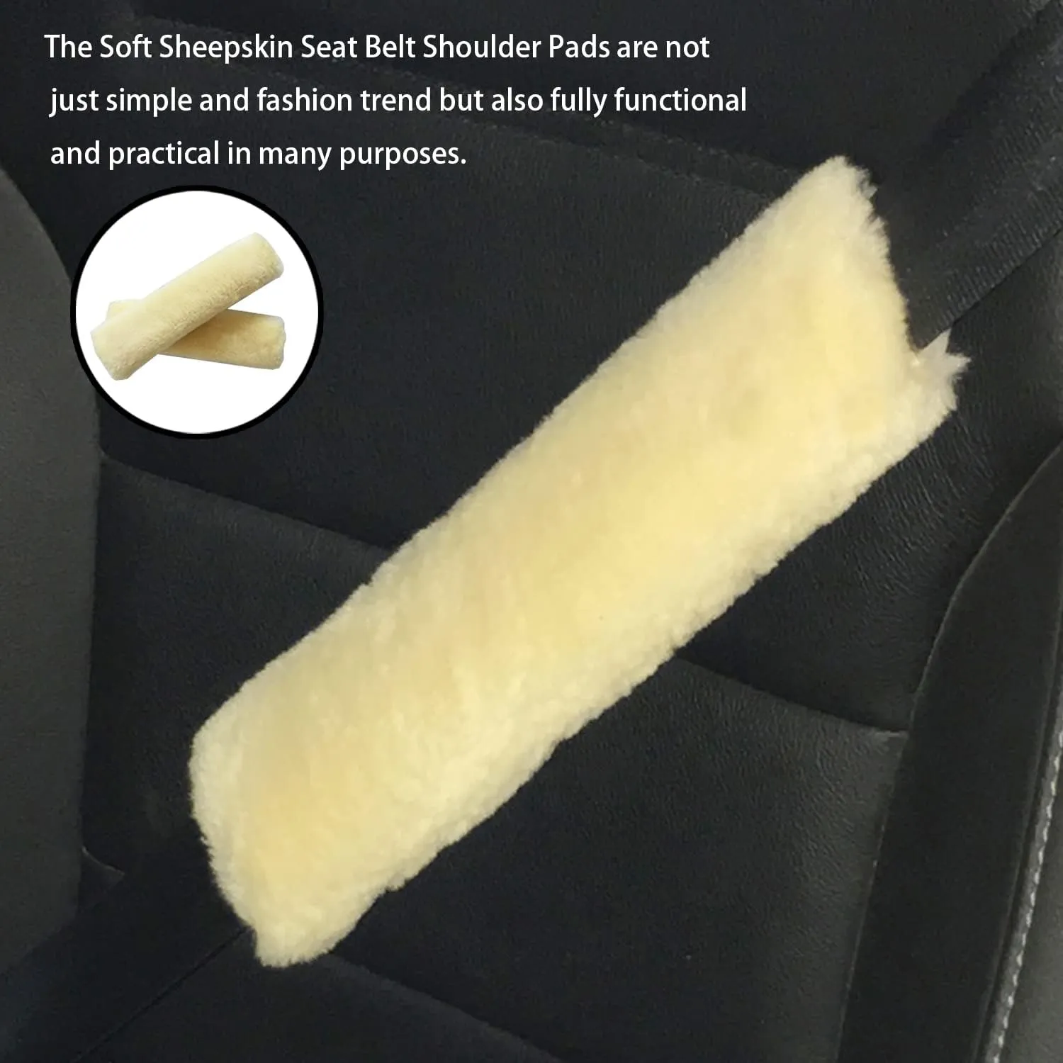 AICEL Soft Faux Sheepskin Car Seat Belt Cover, Shoulder Pad for Auto Seatbelt, Automotive Interior Accessories, Universal Cushion for Vehicles Camera Backpack Straps, Comfortable Driving (Yellow)