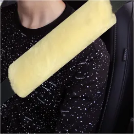 AICEL Soft Faux Sheepskin Car Seat Belt Cover, Shoulder Pad for Auto Seatbelt, Automotive Interior Accessories, Universal Cushion for Vehicles Camera Backpack Straps, Comfortable Driving (Yellow)
