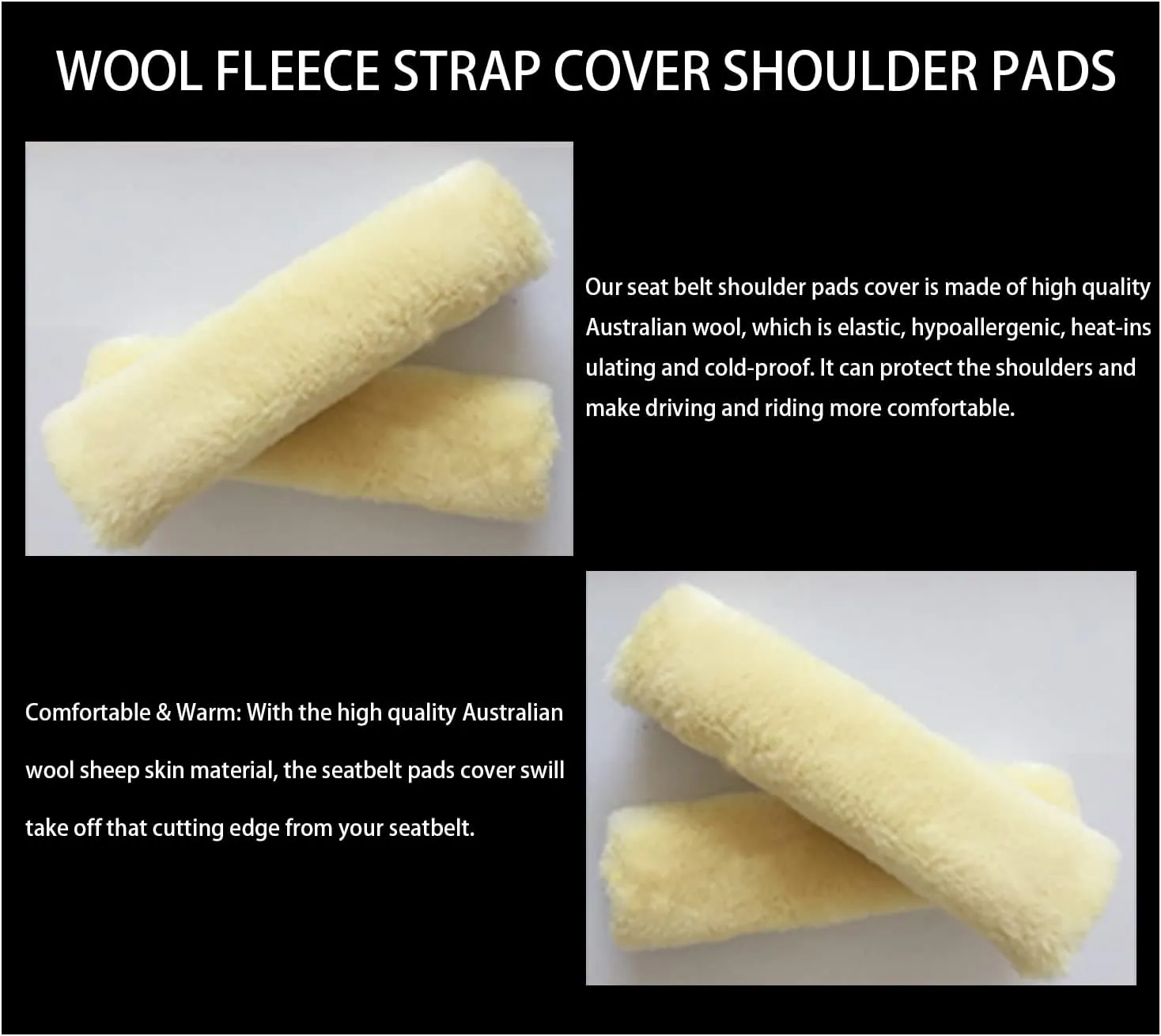 AICEL Soft Faux Sheepskin Car Seat Belt Cover, Shoulder Pad for Auto Seatbelt, Automotive Interior Accessories, Universal Cushion for Vehicles Camera Backpack Straps, Comfortable Driving (Yellow)