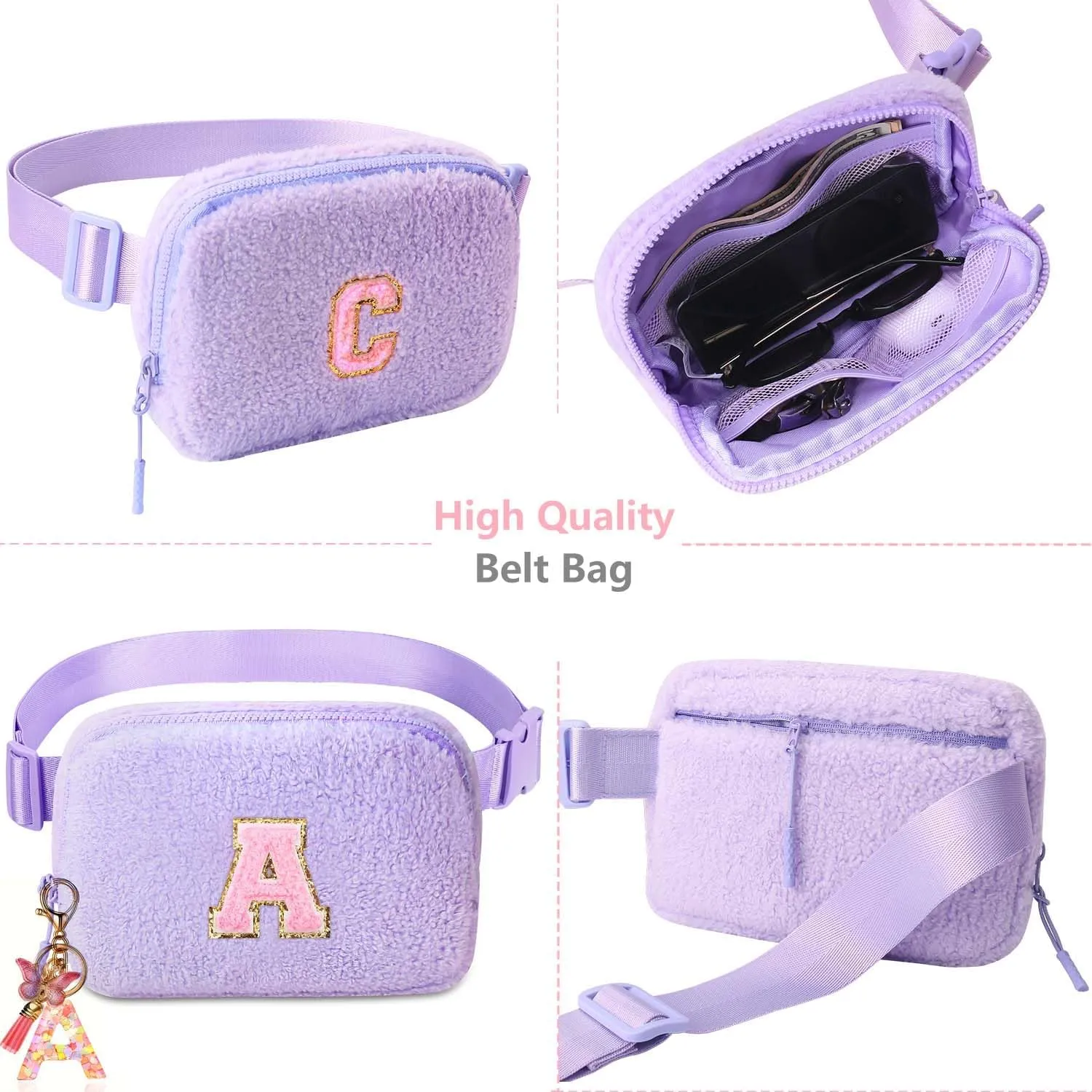 Belt Crossbody Bag for Girls Women - girls fanny pack ages 8-12 Teen Birthday Gifts Small Waist Packs Trendy Kids Fanny Pack Purple N