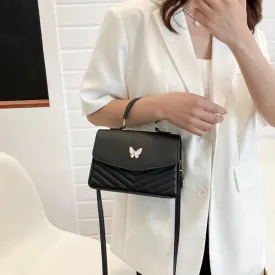 Butterfly Accent Embossed Fashion Women's Shoulder Square Handbag Purse Single Shoulder Crossbody Bag