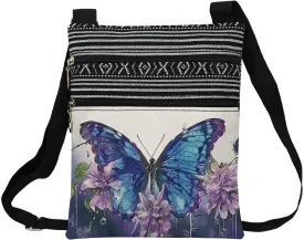 Butterfly Messenger Bag Small Ethnic Pattern Printed Adjustable Strap Crossbody Zipper Bag Butterfly Phone Bag Wallet Cute Shoulder Handbag for Women - 2