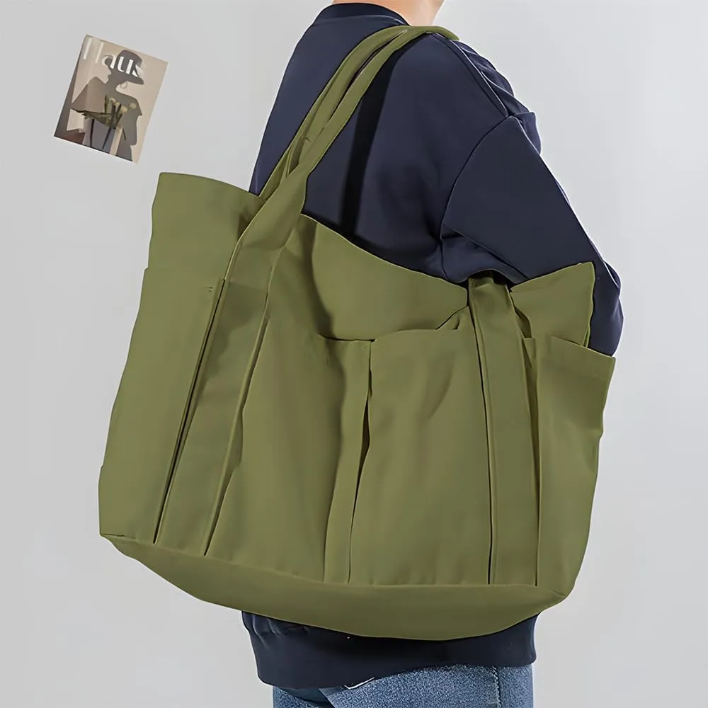 Canvas Tote Bag For Women With Pockets For Shopping Traveling Daily Commuting Beach Leisure And Fitness