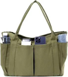 Canvas Tote Bag For Women With Pockets For Shopping Traveling Daily Commuting Beach Leisure And Fitness