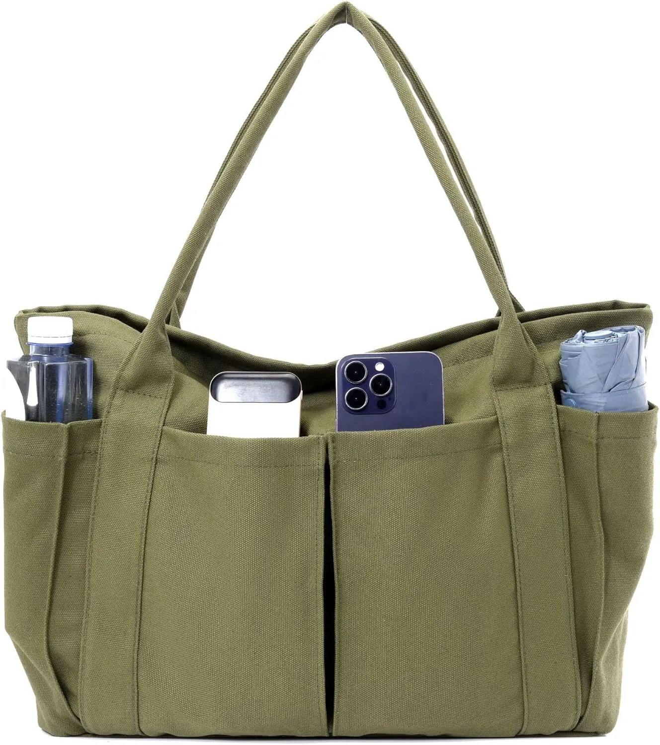 Canvas Tote Bag For Women With Pockets For Shopping Traveling Daily Commuting Beach Leisure And Fitness
