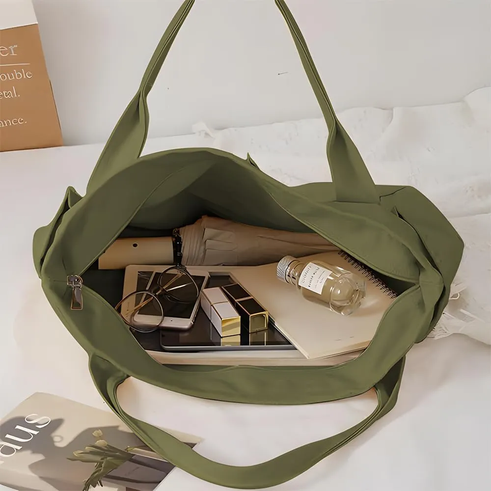 Canvas Tote Bag For Women With Pockets For Shopping Traveling Daily Commuting Beach Leisure And Fitness