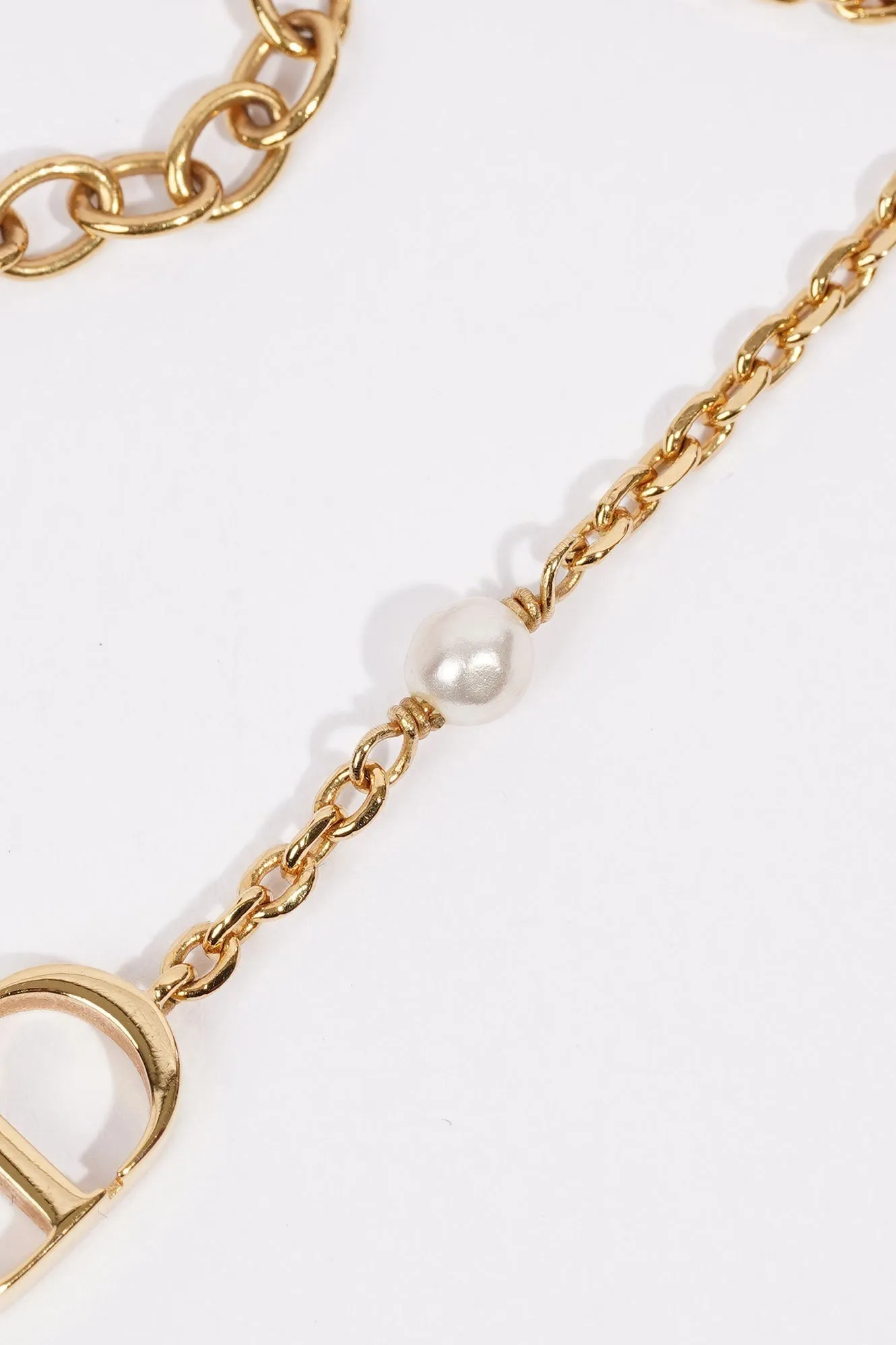 Christian Dior Petit CD Bracelet Gold-Finish Metal with a White Resin Pearl Gold Base Metal