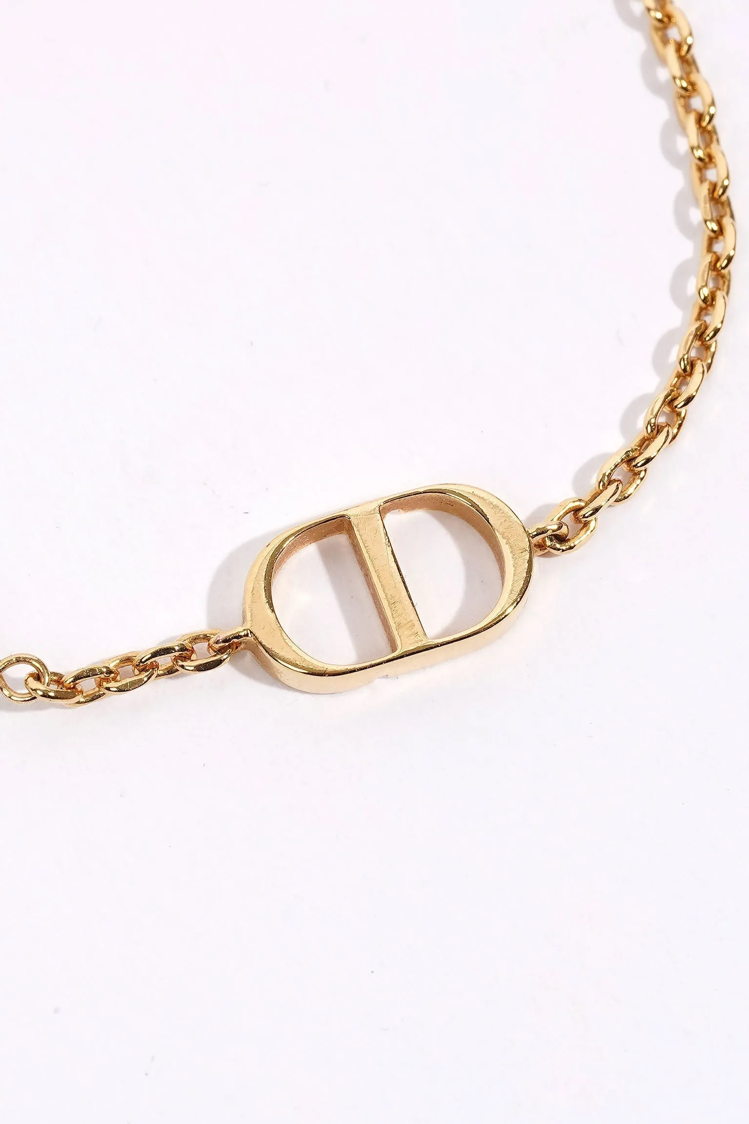 Christian Dior Petit CD Bracelet Gold-Finish Metal with a White Resin Pearl Gold Base Metal