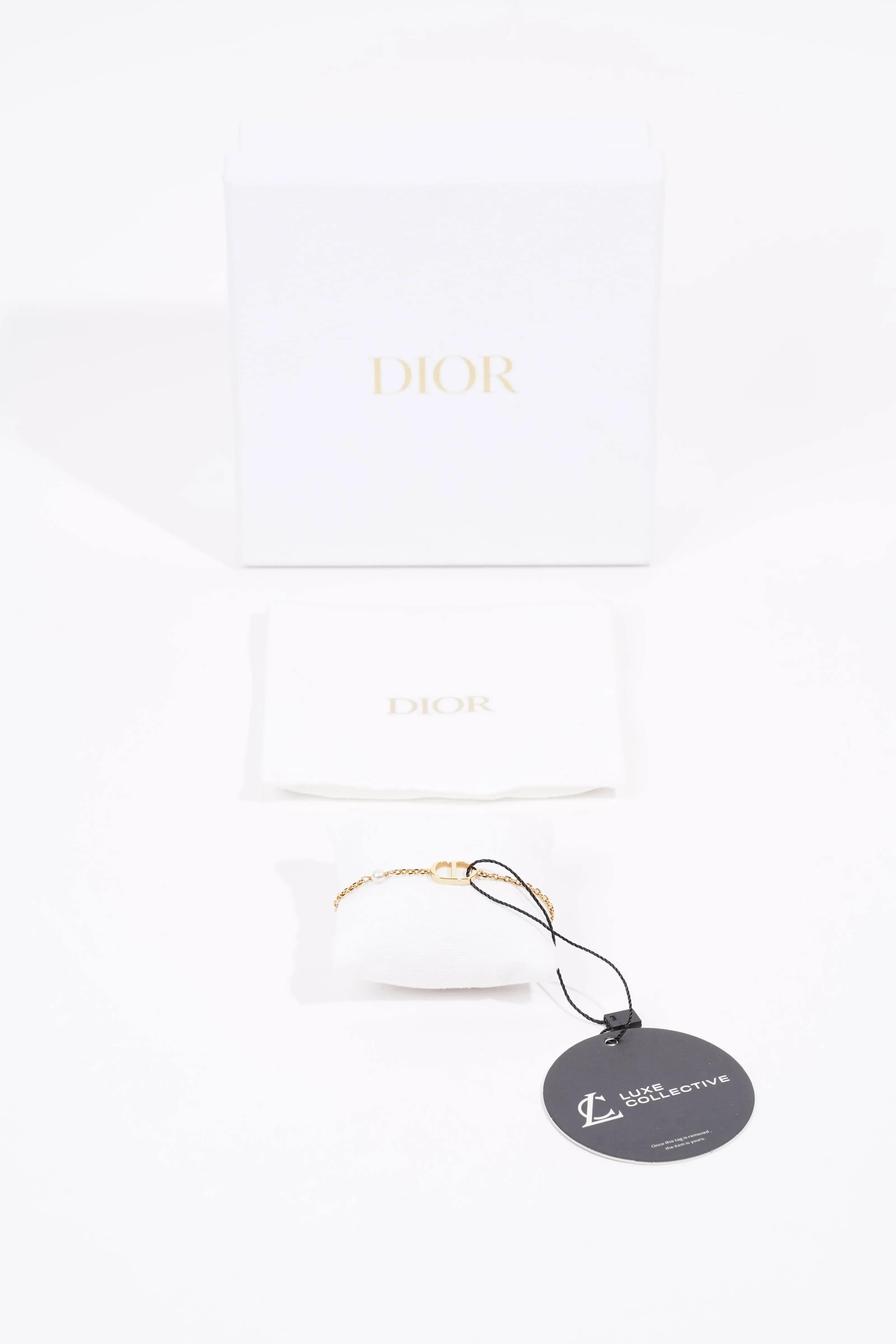 Christian Dior Petit CD Bracelet Gold-Finish Metal with a White Resin Pearl Gold Base Metal