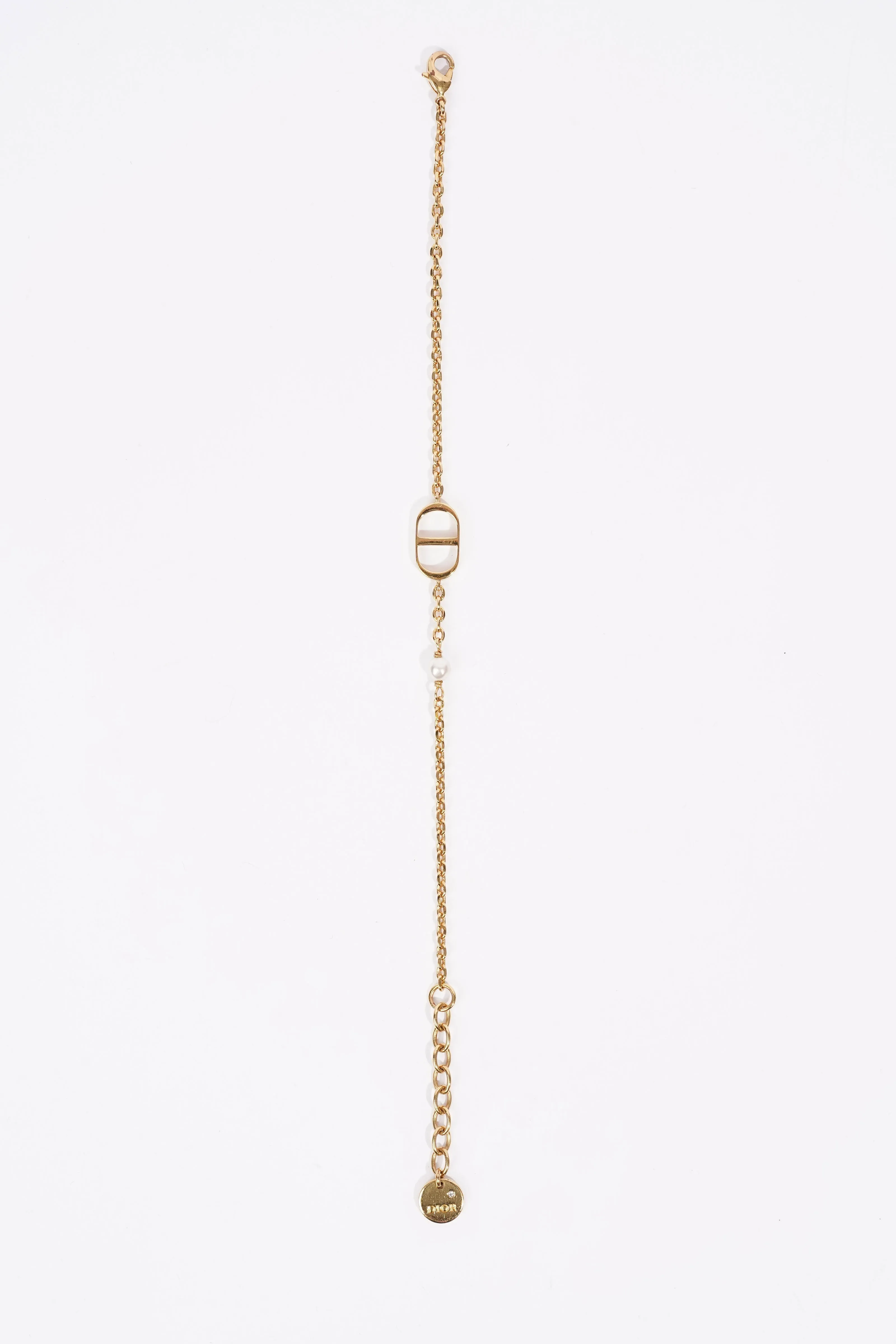 Christian Dior Petit CD Bracelet Gold-Finish Metal with a White Resin Pearl Gold Base Metal
