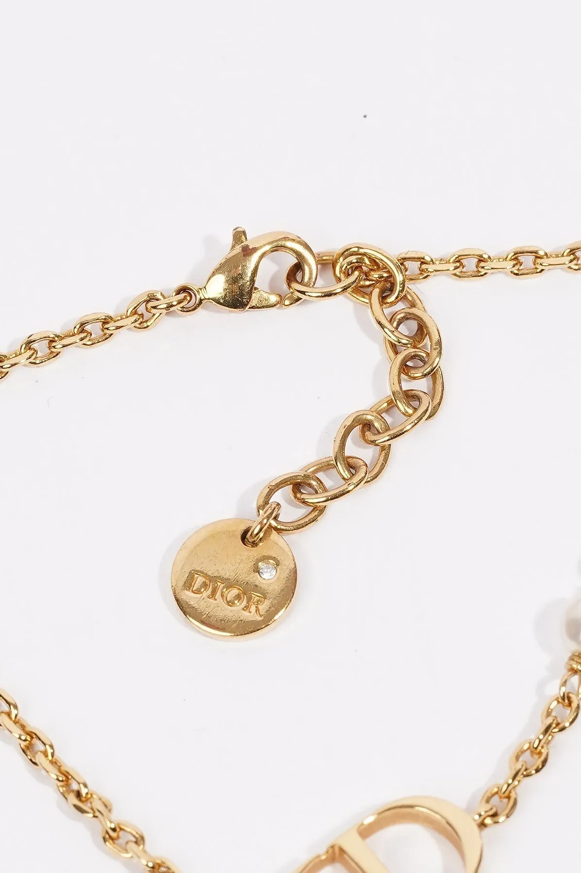 Christian Dior Petit CD Bracelet Gold-Finish Metal with a White Resin Pearl Gold Base Metal