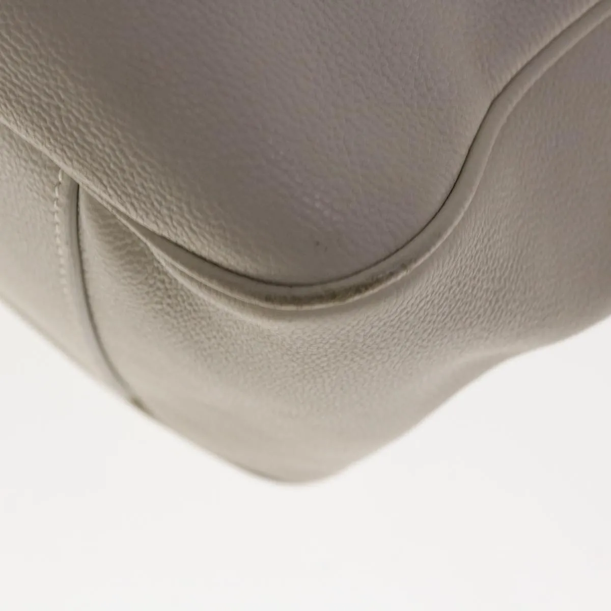 CHRISTIAN DIOR Tote Bag Leather White Auth am5702
