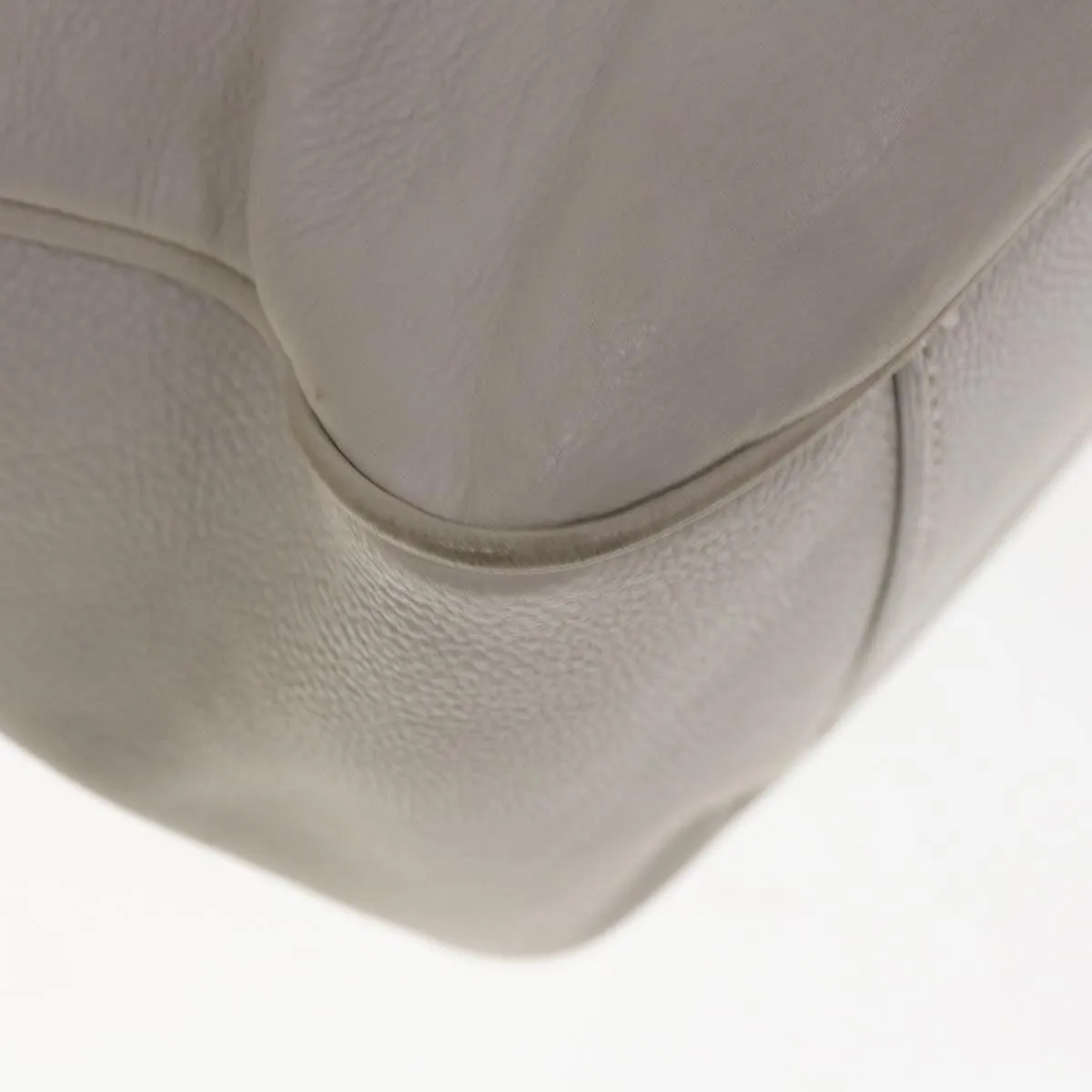 CHRISTIAN DIOR Tote Bag Leather White Auth am5702
