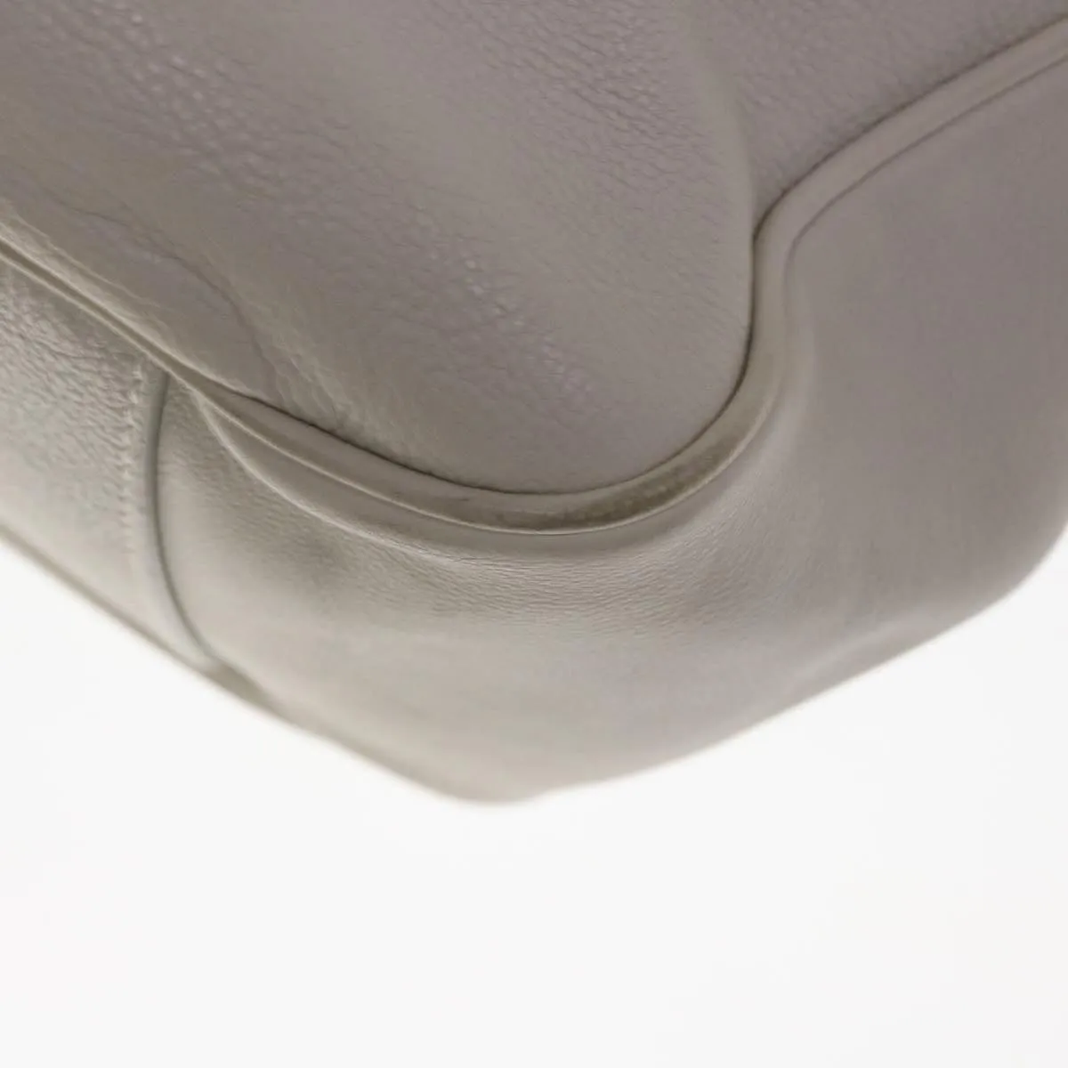CHRISTIAN DIOR Tote Bag Leather White Auth am5702