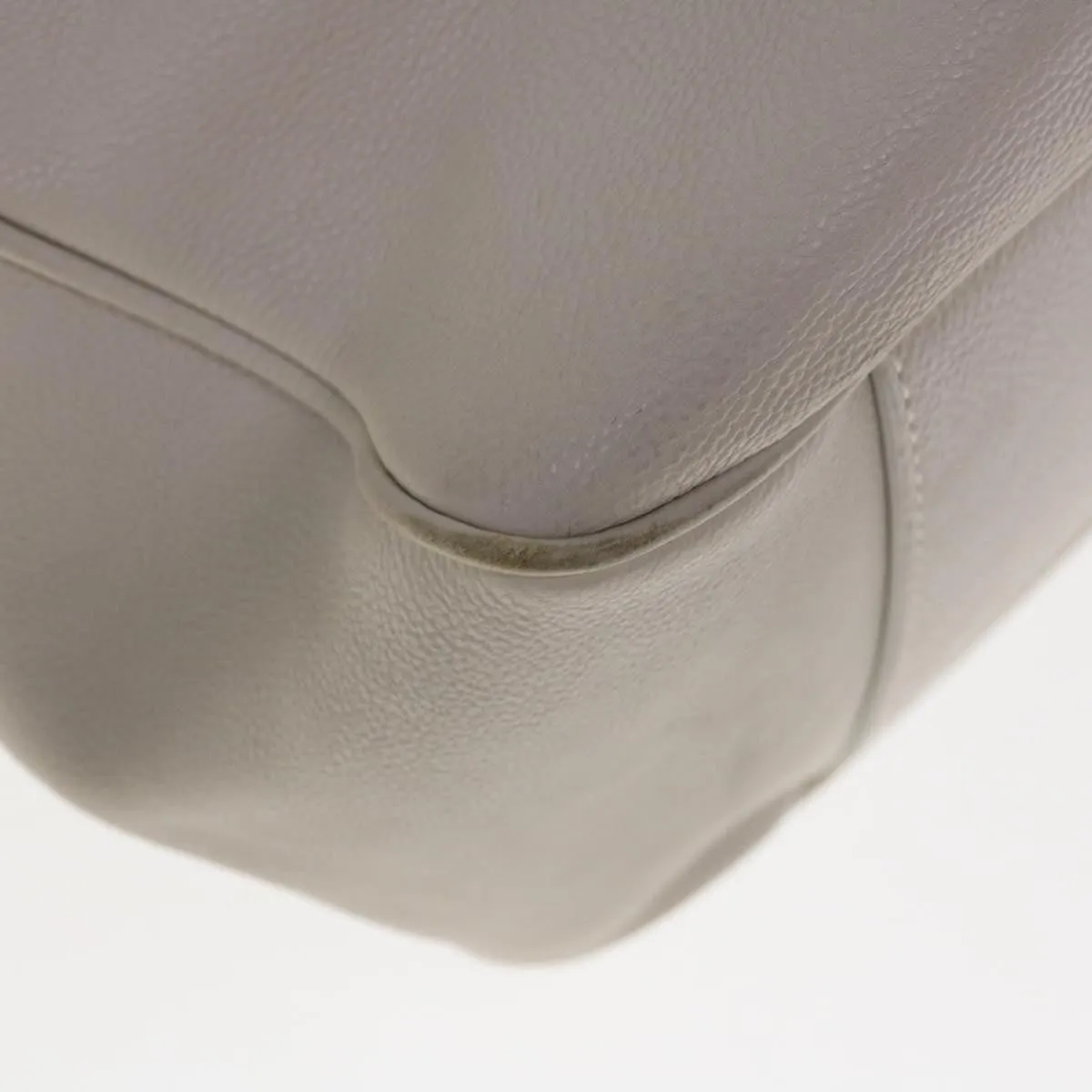 CHRISTIAN DIOR Tote Bag Leather White Auth am5702