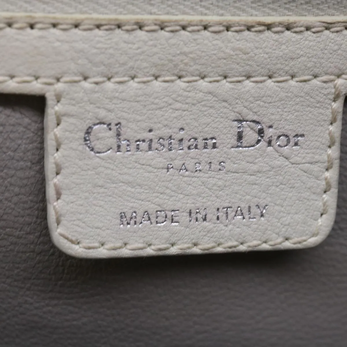 CHRISTIAN DIOR Tote Bag Leather White Auth am5702