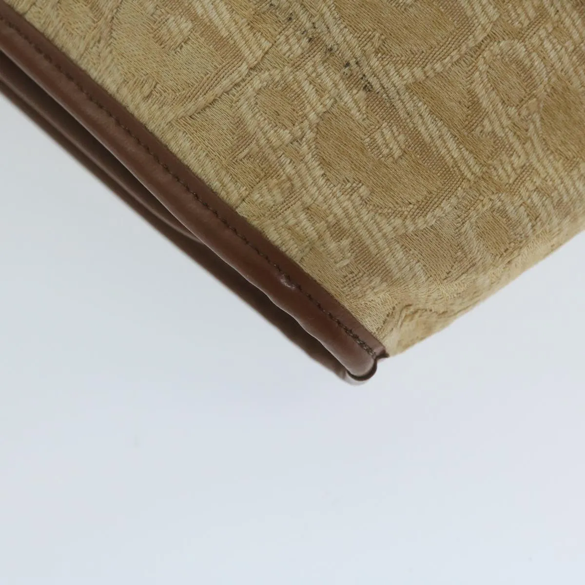 CHRISTIAN DIOR Trotter Canvas Clutch Bag Beige Auth 64068