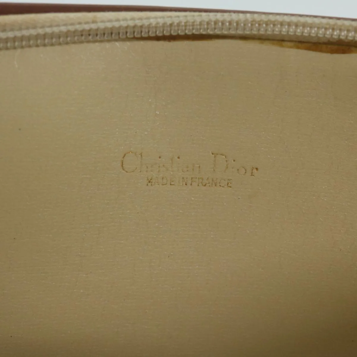 CHRISTIAN DIOR Trotter Canvas Clutch Bag Beige Auth 64068
