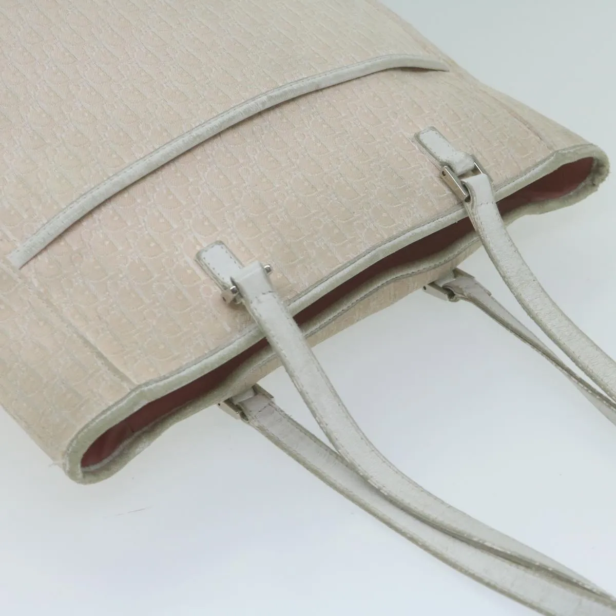 CHRISTIAN DIOR Trotter Canvas Tote Bag Pink Auth 65969