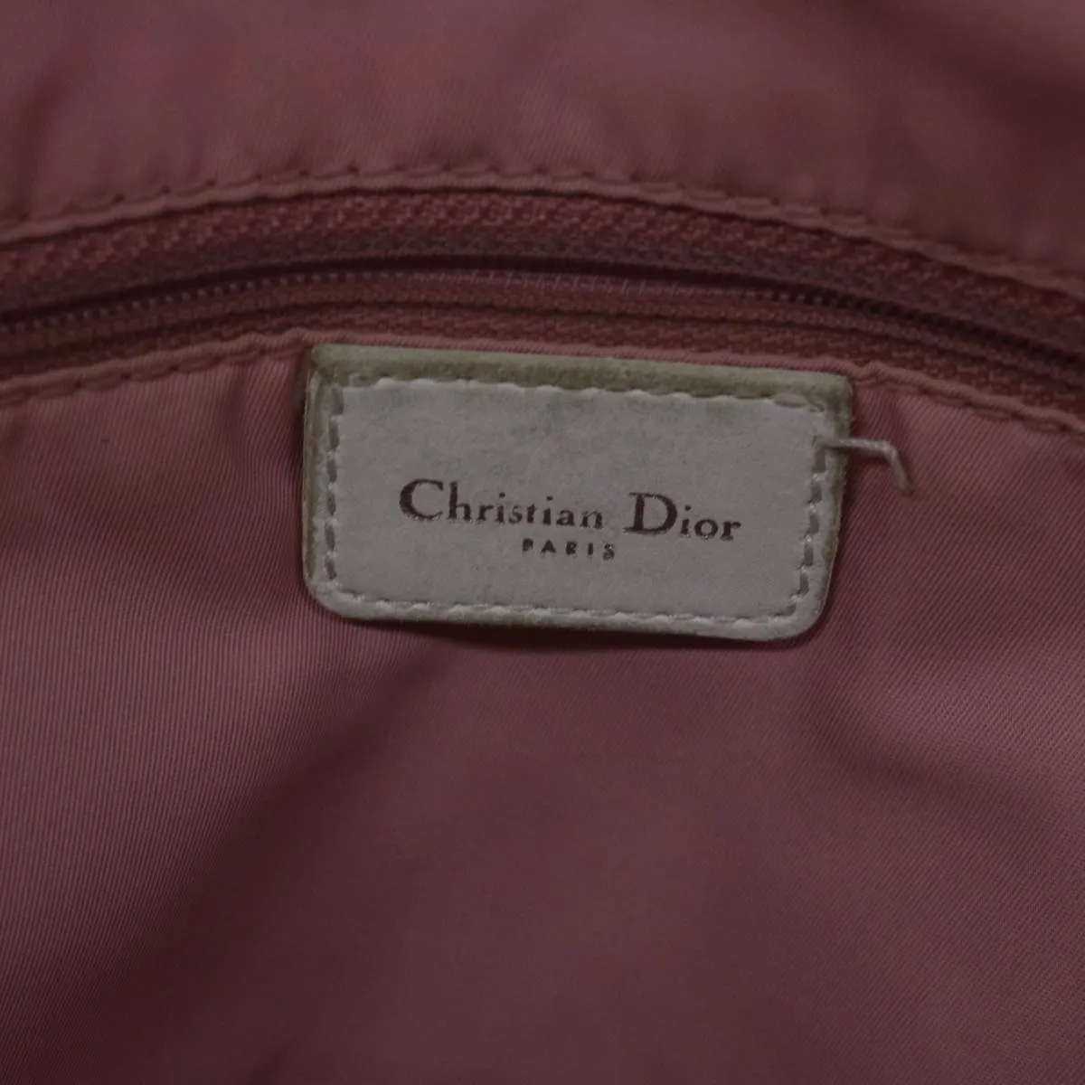 CHRISTIAN DIOR Trotter Canvas Tote Bag Pink Auth 65969