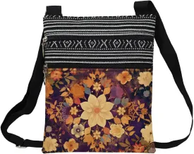 Colorful Flower Messenger Bag Small Ethnic Pattern Printed Adjustable Strap Crossbody Zipper Bag Colorful Flower Phone Bag Wallet Cute Shoulder Handbag for Women Friends -10