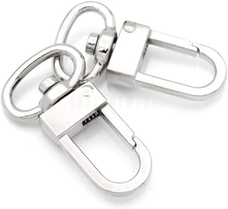CRAFTMEMORE Snap Hook Tiny Push Gate Swivel Lobster Clasps for Bags Belts Landyards Clips 10 Pack PLHL (Silver)