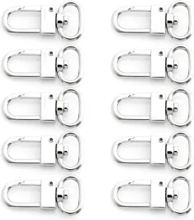 CRAFTMEMORE Snap Hook Tiny Push Gate Swivel Lobster Clasps for Bags Belts Landyards Clips 10 Pack PLHL (Silver)