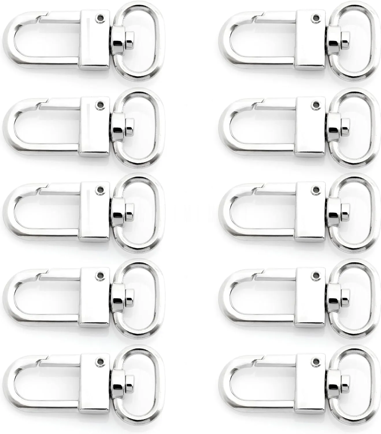 CRAFTMEMORE Snap Hook Tiny Push Gate Swivel Lobster Clasps for Bags Belts Landyards Clips 10 Pack PLHL (Silver)