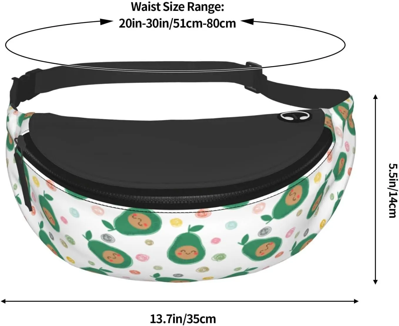 Cute Avocado Fanny Packs For Women With Earphone Hole, Adjustable Belt Bag For Women, Waist Bag Cross Body Fanny Pack Chest Bag For Women Hiking Traveling Running