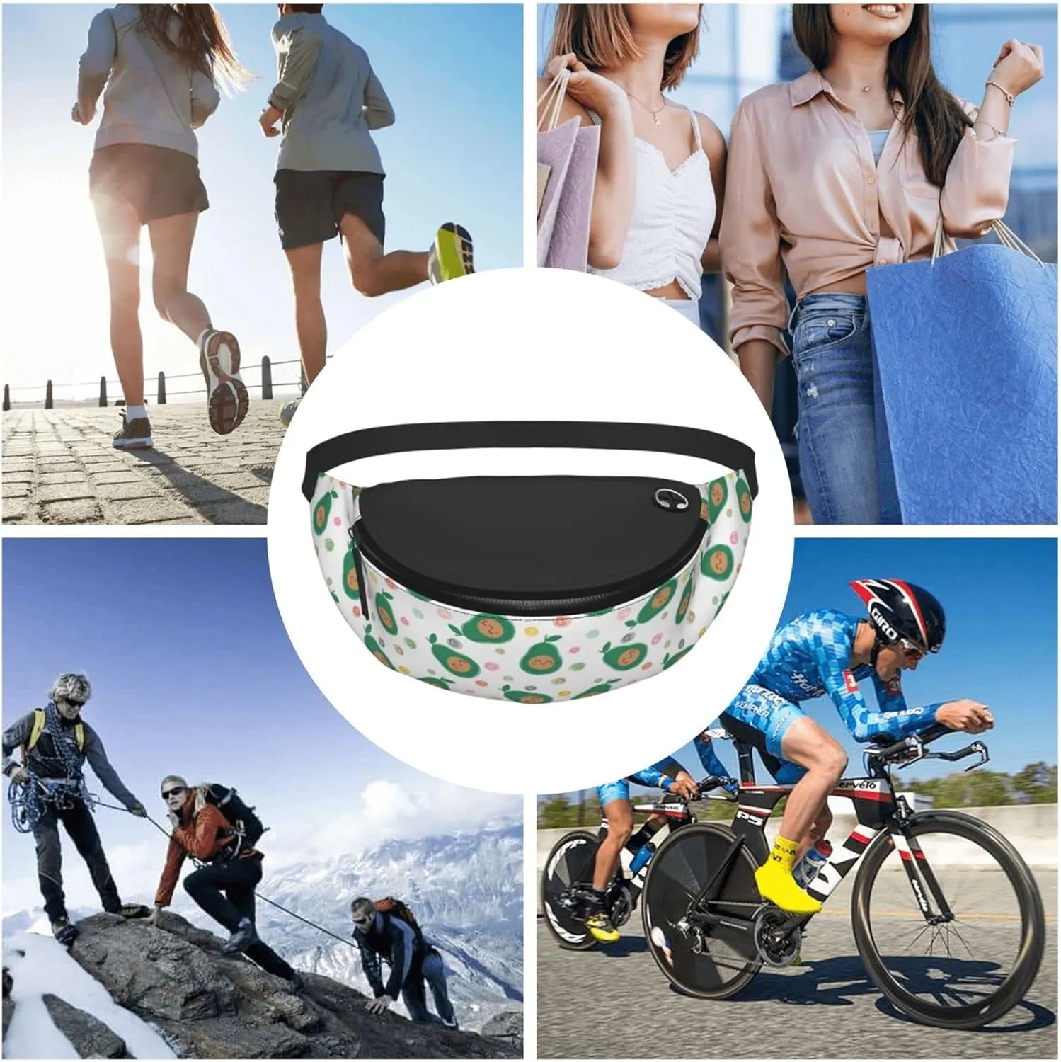 Cute Avocado Fanny Packs For Women With Earphone Hole, Adjustable Belt Bag For Women, Waist Bag Cross Body Fanny Pack Chest Bag For Women Hiking Traveling Running