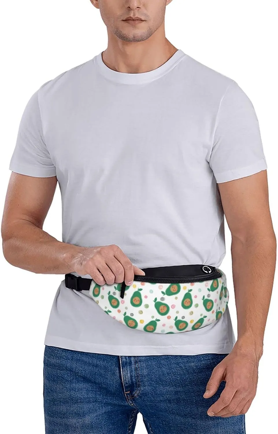 Cute Avocado Fanny Packs For Women With Earphone Hole, Adjustable Belt Bag For Women, Waist Bag Cross Body Fanny Pack Chest Bag For Women Hiking Traveling Running