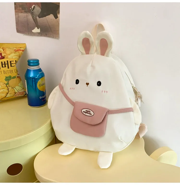 Cute Rabbit Cartoon Backpack - Large Capacity Canvas Crossbody Bag
