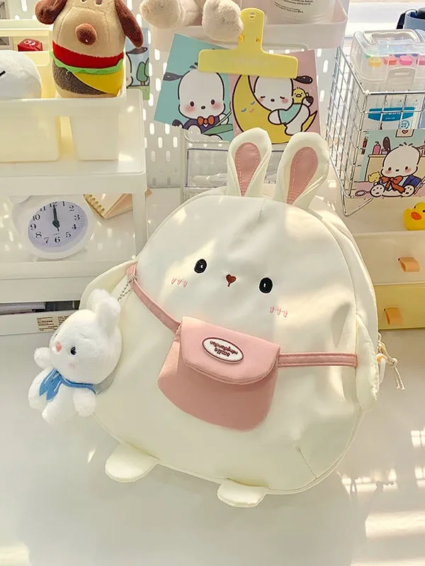 Cute Rabbit Cartoon Backpack - Large Capacity Canvas Crossbody Bag