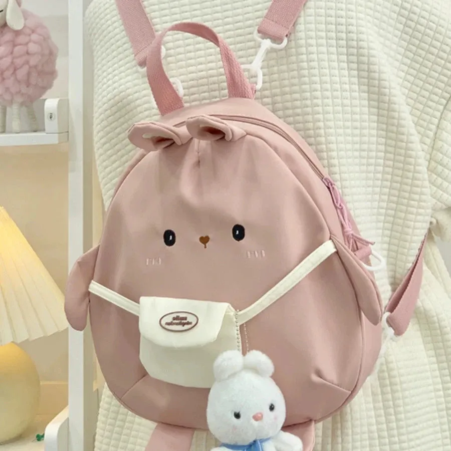 Cute Rabbit Cartoon Backpack - Large Capacity Canvas Crossbody Bag