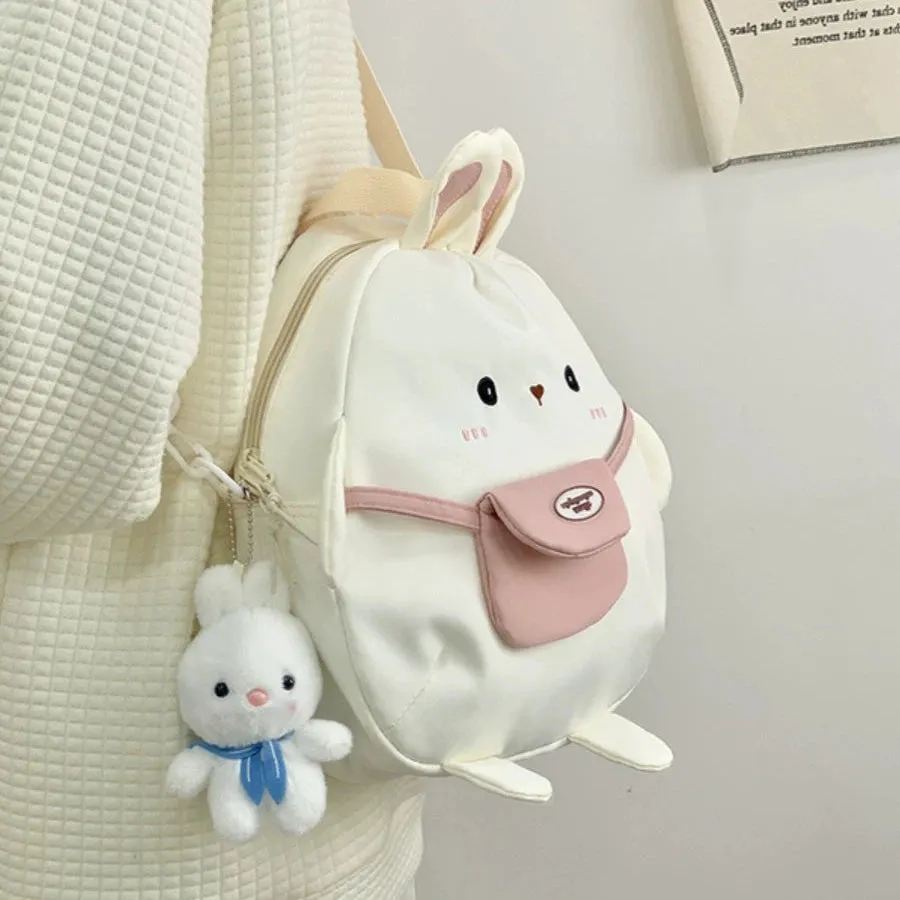 Cute Rabbit Cartoon Backpack - Large Capacity Canvas Crossbody Bag