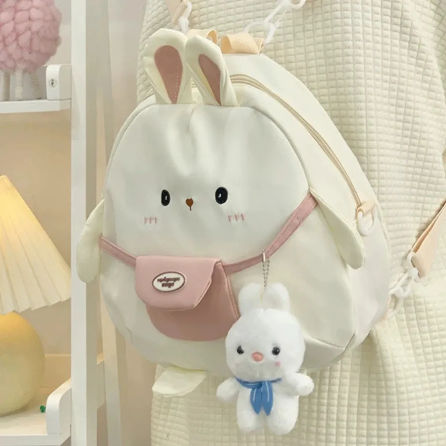 Cute Rabbit Cartoon Backpack - Large Capacity Canvas Crossbody Bag