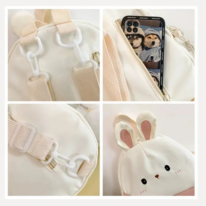 Cute Rabbit Cartoon Backpack - Large Capacity Canvas Crossbody Bag