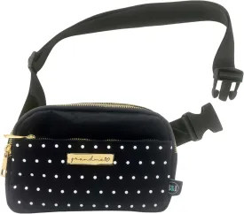 Cute Trendy Crossbody Mini Belt Bag for Grandma - Adjustable Strap Small Black Fanny Pack for Workout Running Traveling Hiking
