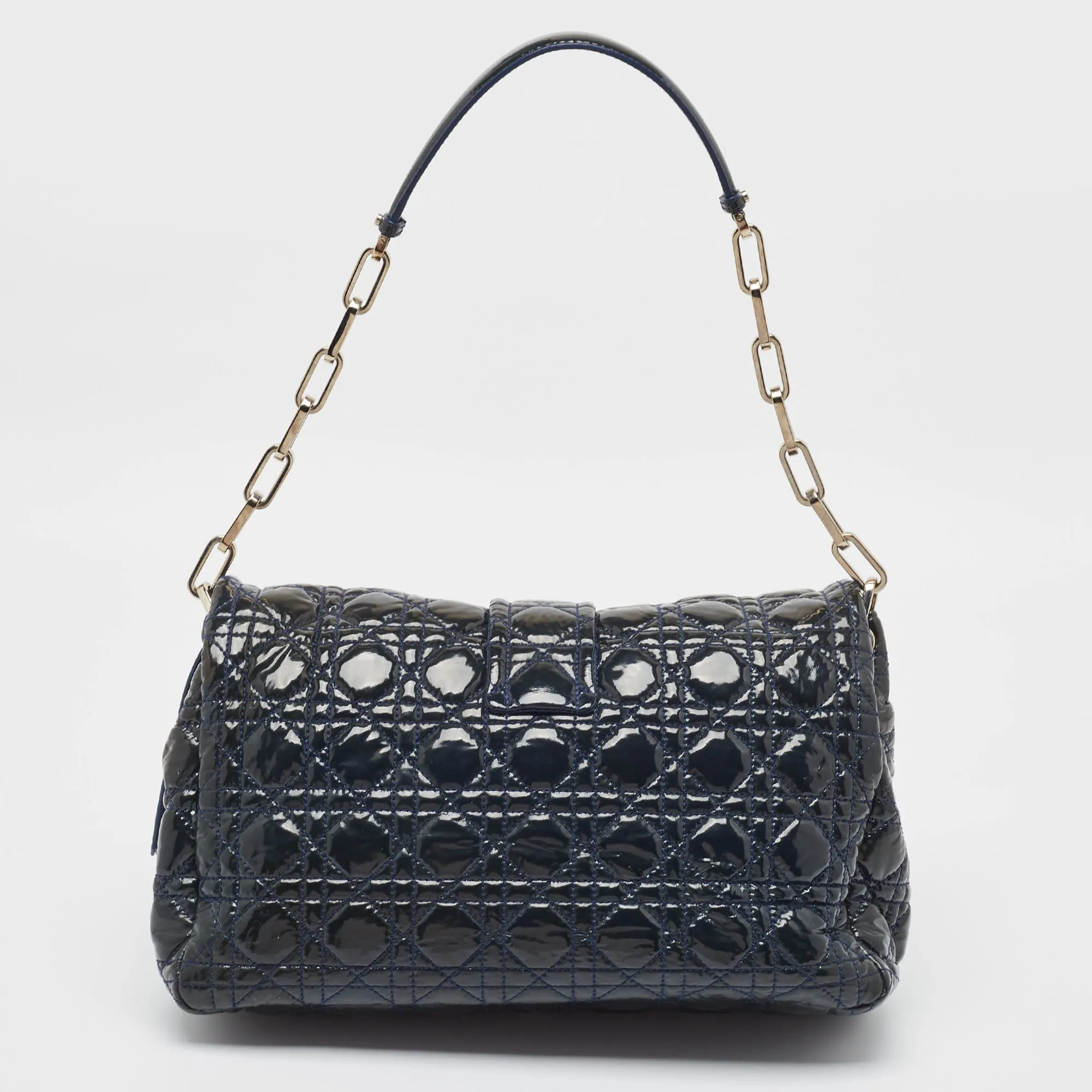 DIOR Navy Blue Cannage Patent Leather Miss  Shoulder Bag