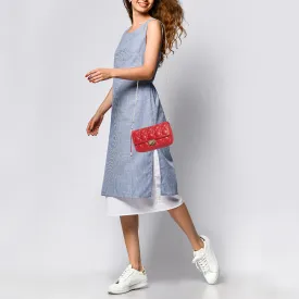 DIOR Red Cannage Leather Miss  Promenade Chain Clutch