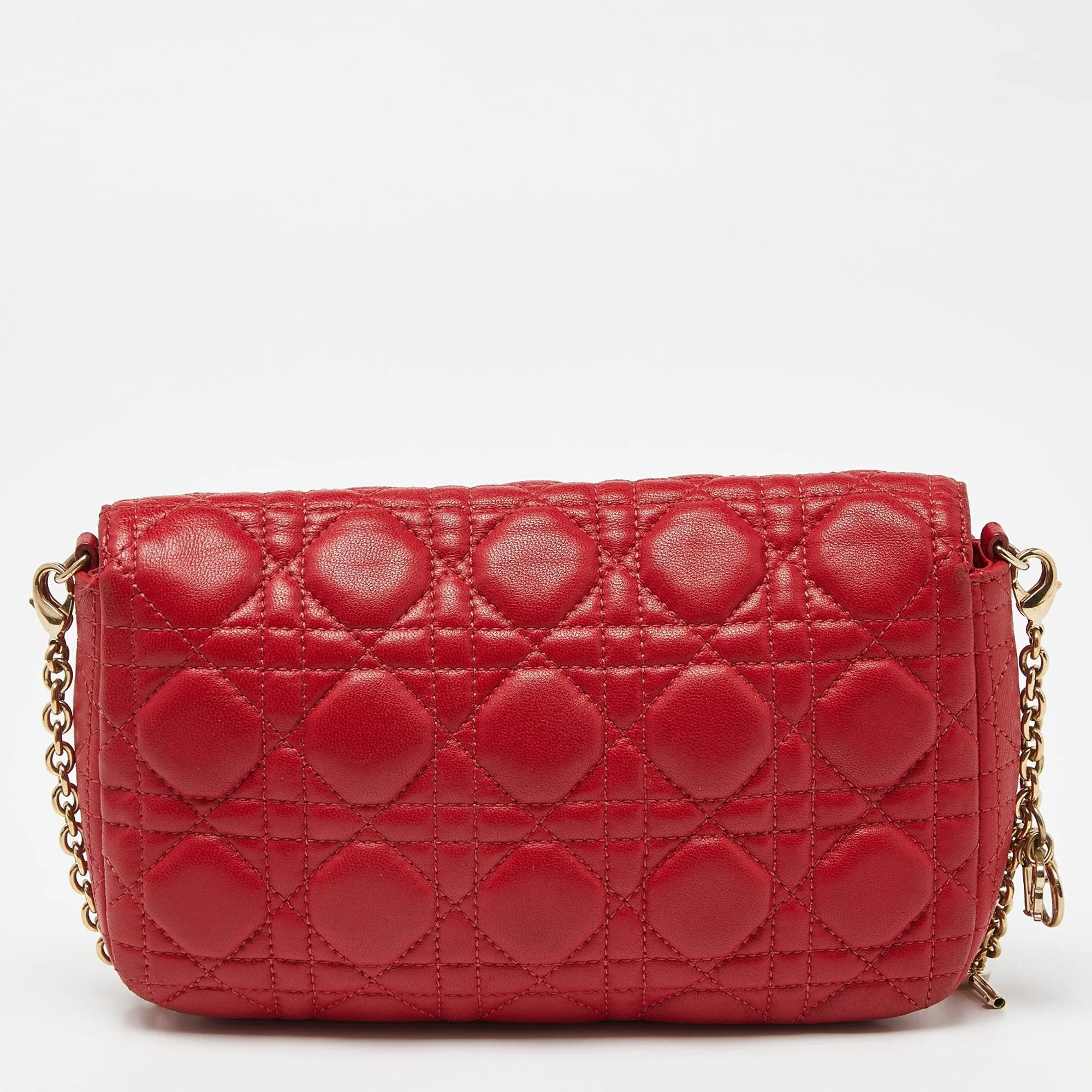 DIOR Red Cannage Leather Miss  Promenade Chain Clutch