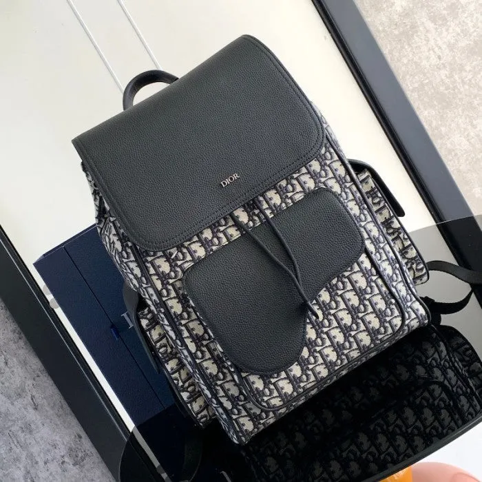 Dior Saddle Backpack Beige and Black Dior Oblique Jacquard