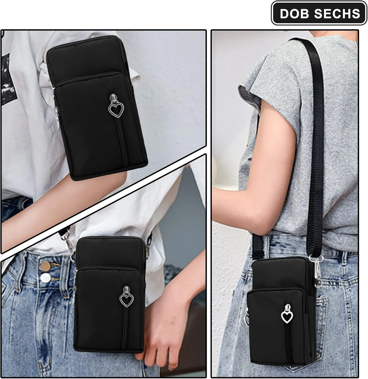 DOB SECHS Small Crossbody Wallet Phone Bag Shoulder Strap Wallet Pouch for Women Mini Crossbody Cell Phone Purse